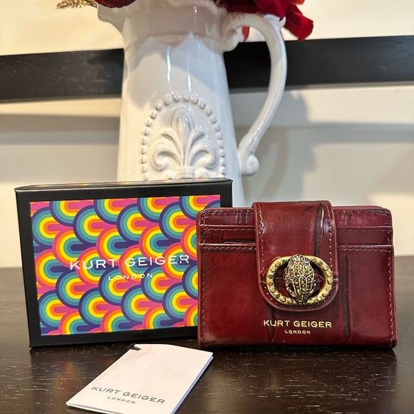 Kurt Geiger Chelsea Multi Card Holder Croc Embossed Leather Wine - Picture 3 of 12